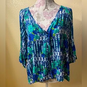 H.I.P. Floral Top Blouse Size XL